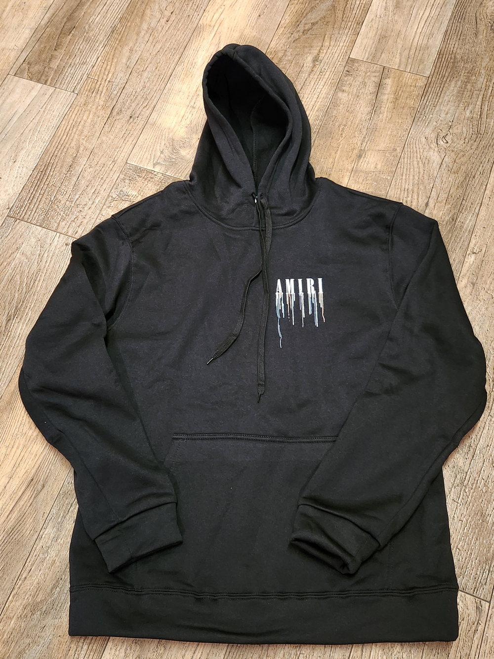 AMIRI Black Hoodie with Drip Logo Chest Print